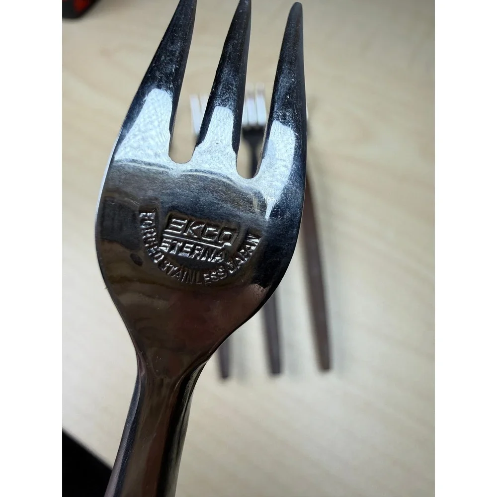 5 Ekco Eterna Forged Stainless Appetizer Forks Canoe Muffin Flatware MCM Japan